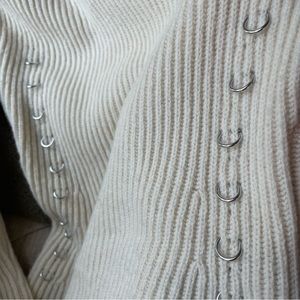 Mugler Pierced Wool/Cashmere Mockneck Sweater